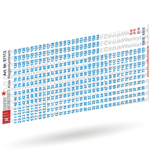Water transfer numbers Circus Knie - decal set 1/87